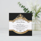 ブラックタイエレガンス2ゴールデンカップルシャワー招待状 招待状 (スタンド正面)