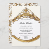 ブラックタイエレガンス2、ゴールデンブライダルシャワー招待状 招待状 (正面/裏面)