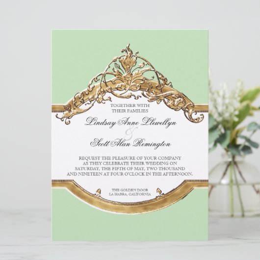 ブラックタイエレガンス2、ゴールデン結婚式招待状 招待状 (スタンド正面)