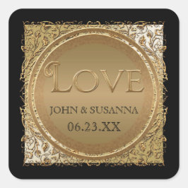 ブラックタイエレガンス、ウェディングシャワーシールまたはシール スクエアシール