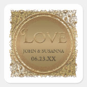 ブラックタイエレガンス、ウェディングシャワーシールまたはシール スクエアシール (正面)