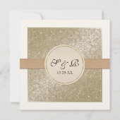 ブラックタイエレガンス、シャンパンクリームウェディングカード 招待状 (裏面)