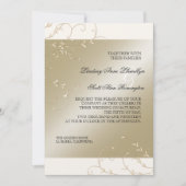 ブラックタイエレガンス、シャンパンクリームウェディングカード 招待状 (正面)