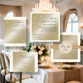 ブラックタイエレガンス、シャンパンクリームウェディングカード 招待状