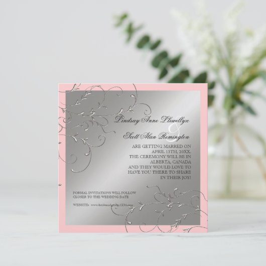 ブラックタイエレガンス、シルバーセーブ・ザ・デイト招待状 セーブザデート (スタンド正面)