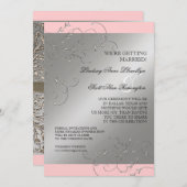 ブラックタイエレガンス、シルバーセーブ・ザ・デイト招待状 セーブザデート (正面/裏面)