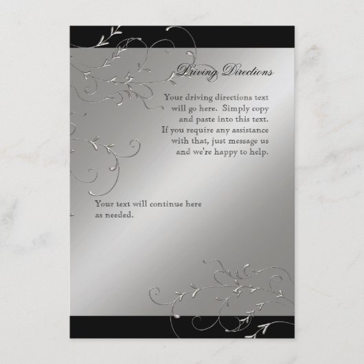 ブラックタイエレガンス、ドライビングディレクションHotel Info エンクロージャーカード (正面)