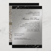 ブラックタイエレガンス、ブライダルシャワー招待状 招待状 (正面/裏面)