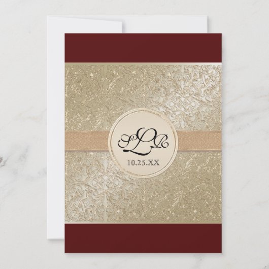 ブラックタイエレガンス、レッドブルゴーニュのウェディングカード 招待状 (裏面)