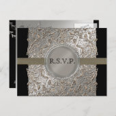 ブラックタイエレガンス、RSVPレスポンスカードポストカード インビテーションポストカード (正面/裏面)