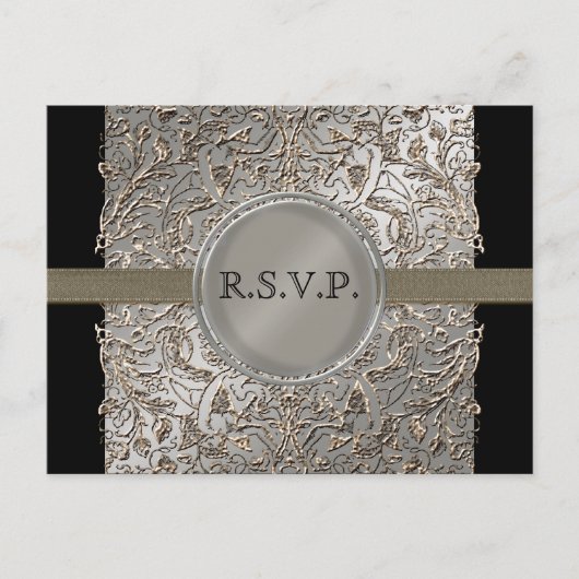 ブラックタイエレガンス、RSVPレスポンスカードポストカード インビテーションポストカード (正面)