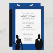 ブラックタイエレガントバースデーパーティーブラック招待状 招待状 (正面/裏面)