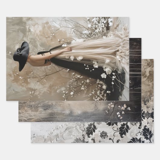 ブラックタイエレガントムーディヘビーウェイト減退 ラッピングペーパーシート (セット)