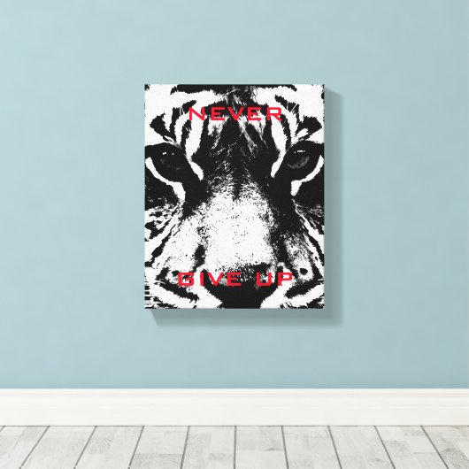 ブラックタイガーとホワイトタイガー与えがアップしやる気を起こさせるない キャンバスプリント (インサイチュ (ウッドフロア))