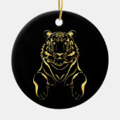 ブラックタイガーと金ゴールドストライプ セラミックオーナメント (正面)