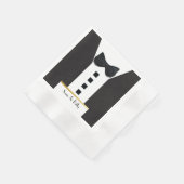 ブラックタイタキシード🎩クラシックモノグラム 縁ありカクテルナプキン (角)