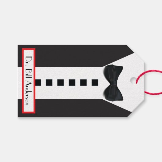 ブラックタイタキシード🎩モノグラおもしろいム ギフトタグ (正面(横))