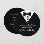 ブラックタイタキシード 50歳の誕生日招待状 招待状 (正面/裏面)
