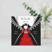ブラックタイディナーホワイトレッドボウパーティー 招待状 (スタンド正面)