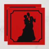 ブラックタイバレンタインダンスパーティの招待状 招待状 (正面/裏面)