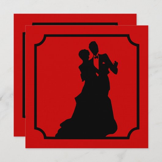 ブラックタイバレンタインダンスパーティの招待状 招待状 (正面/裏面)