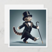 ブラックタイパーティー、ダンスコンペティション、猫 招待状 (正面/裏面)