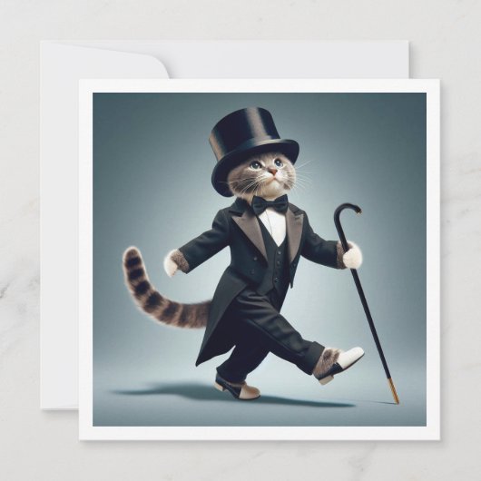 ブラックタイパーティー、ダンスコンペティション、猫 招待状 (正面)