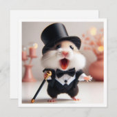 ブラックタイパーティー、ハムスター誕生日、ハムスター 招待状 (正面/裏面)