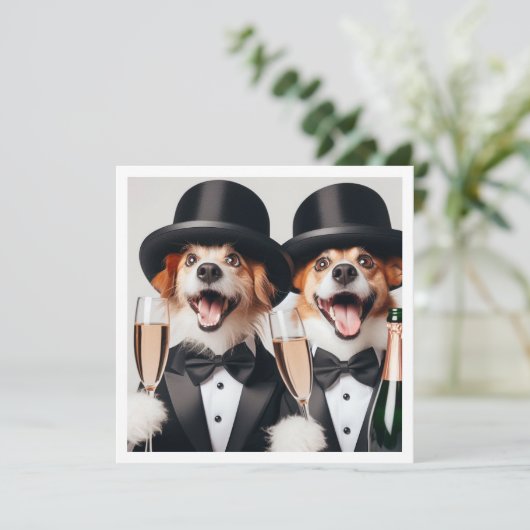 ブラックタイパーティー、犬の誕生日、犬の卒業 招待状 (スタンド正面)