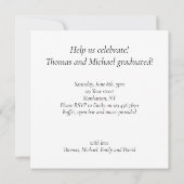 ブラックタイパーティー、犬の誕生日、犬の卒業 招待状 (裏面)