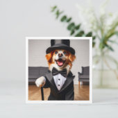 ブラックタイパーティー、犬の誕生日、犬の招待 招待状 (スタンド正面)