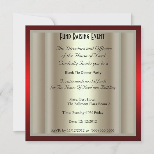 ブラックタイフォーマルディナーパーティの招待状 招待状 (正面)