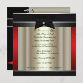 ブラックタイフォーマルディナーパーティの招待状 招待状 (正面/裏面)