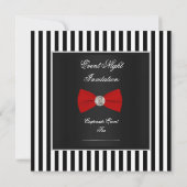 ブラックタイフォーマルディナーレッド白黒ストライプボウ 招待状 (裏面)