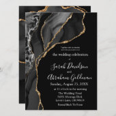 ブラックタイフォーマル結婚式招待状 – ブラック金ゴールド 招待状 (正面/裏面)