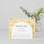 ブラックタイフォーマル金ゴールドアールデコ結婚式RSVP 箔招待状ポストカード (立ち正面)