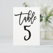 ブラックタイプのトレンディでモダンなスクリプトテーブル番号5 招待状 (スタンド正面)