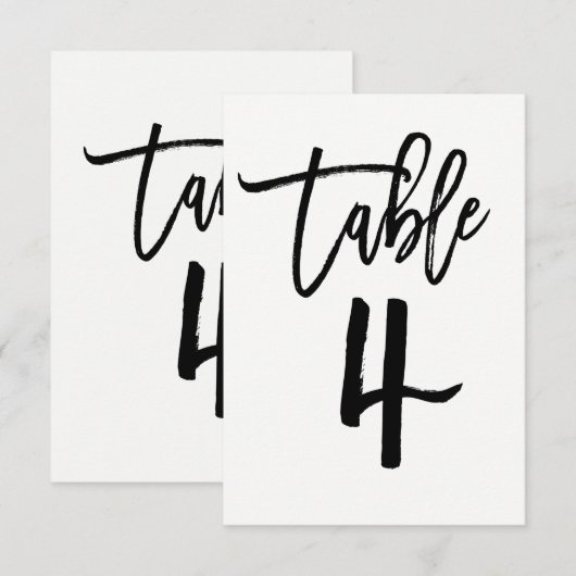 ブラックタイプ おしゃれ モダン スクリプト テーブル ナンバー 4 招待状 (正面/裏面)