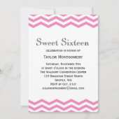 ブラックタイプ&ピンクシェブロンスイート16招待状 招待状 (正面)