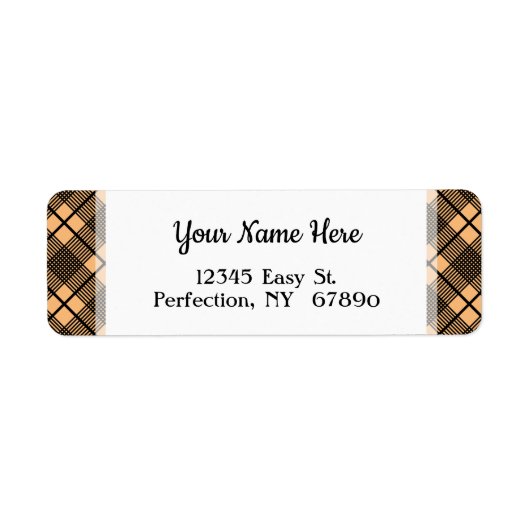 ブラックタイペ格子模様の編集可能差出人住所 ラベル (正面)