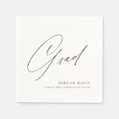 ブラックタイポグラフィおめでとうモダン院生 スタンダードカクテルナプキン (正面)