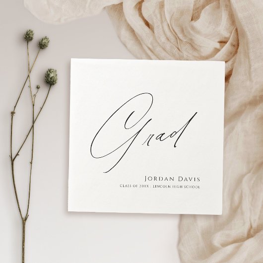 ブラックタイポグラフィおめでとうモダン院生 スタンダードカクテルナプキン