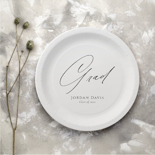 ブラックタイポグラフィおめでとうモダン院生 ペーパープレート