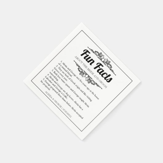 ブラックタイポグラフィおもしろいファクトビンテージ結婚式紙 スタンダードカクテルナプキン (角)