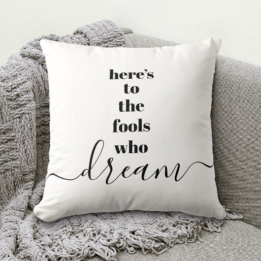 ブラックタイポグラフィを夢見る愚か者はっきりしたへ クッション