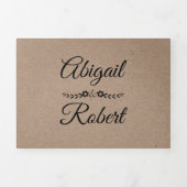 ブラックタイポグラフィクラフト紙ラスチック結婚ズ 三つ折り招待状 (カバー)