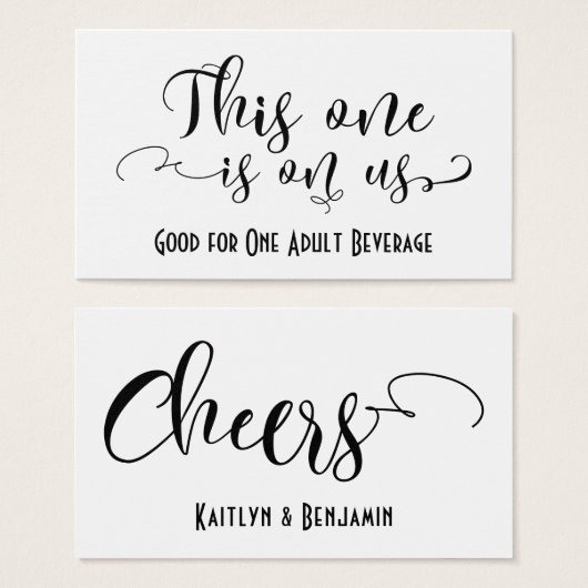 ブラックタイポグラフィドリンクチケットと編集可能カラー (正面&裏面)