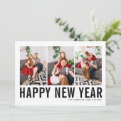 ブラックタイポグラフィハッピーニューイヤー写真コラージュ シーズンカード (スタンド正面)