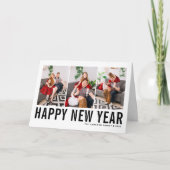 ブラックタイポグラフィフォトコラージュ新年 シーズンカード (正面)