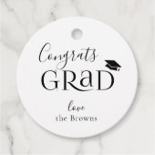 ブラックタイポグラフィモダン院出感謝してい学お願い フェイバータグ (正面)